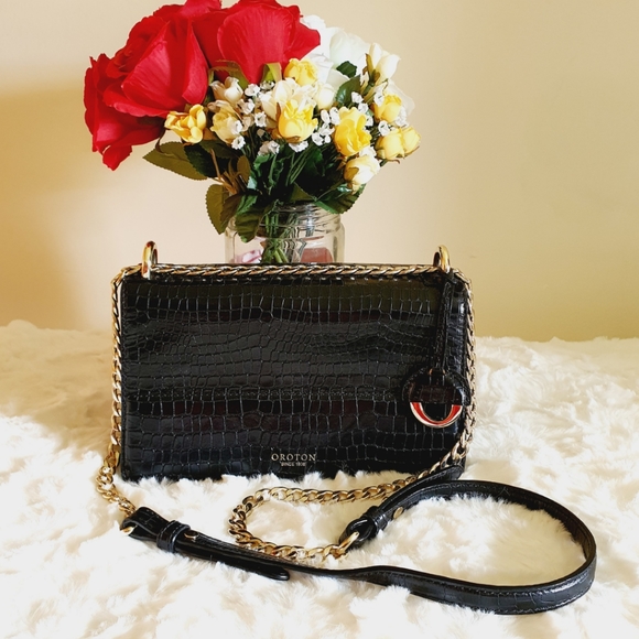OROTON | MEDIUM Forte Texture Clutch Bag | TWO Main Comp | Croc Embossed Leather